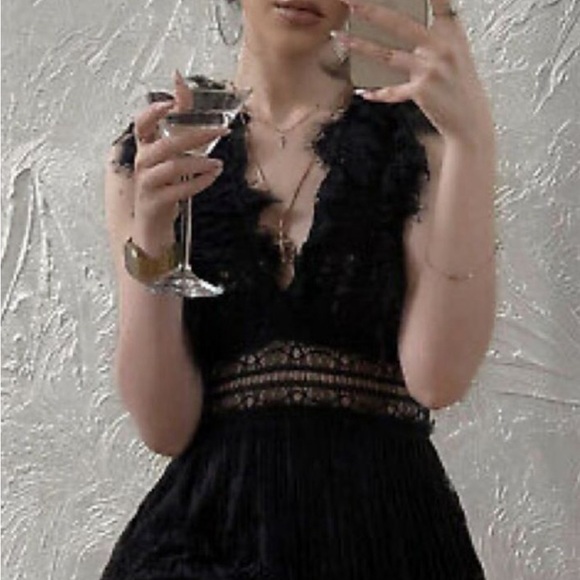 NWT RARE ZARA Bloggers Favorite Dramatic Black Long/Maxi Lace Party Dress - Picture 10 of 17